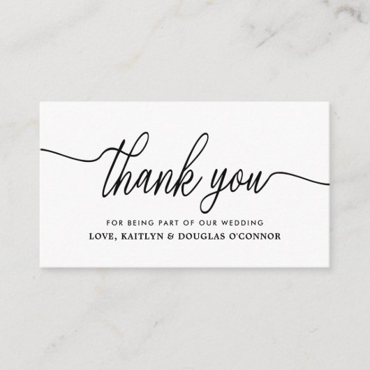 Carte D'accompagnement Merci de Mariage de script simple (Devant)