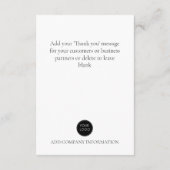 Carte D'accompagnement Merci de script du logo de l'entreprise budgétaire (Dos)