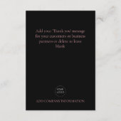 Carte D'accompagnement Merci de script du logo de l'entreprise rose noire (Dos)