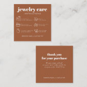 Carte D'accompagnement Merci de soins de bijoux minimaux Commerce Terraco (Devant / Derrière)