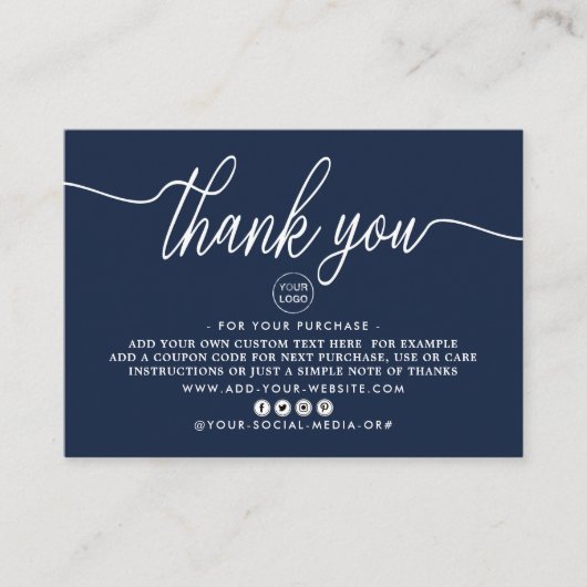 Carte D'accompagnement Merci d'entreprise à script simple (Devant)