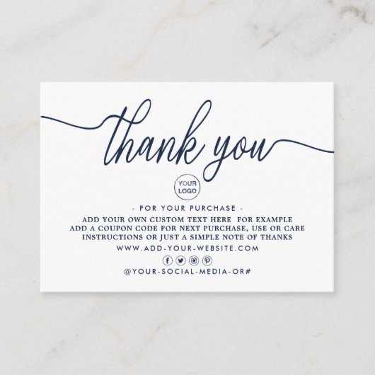 Carte D'accompagnement Merci d'entreprise à script simple (Devant)