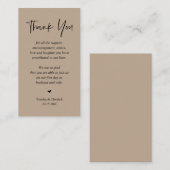 Carte D'accompagnement Merci du coeur mariage, Kraft Brown clair (Devant / Derrière)