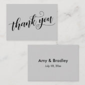 Carte D'accompagnement Merci Élégante Typographie Gris Mariage Faveur (Devant / Derrière)