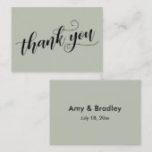 Carte D'accompagnement Merci Élégante Typographie Sage Wedding Favoriser (Devant / Derrière)