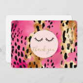 Carte D'accompagnement Merci léopard d'or rose noir (Devant / Derrière)