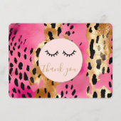 Carte D'accompagnement Merci léopard d'or rose noir (Devant)