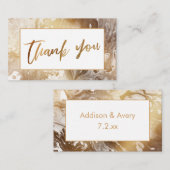 Carte D'accompagnement Merci marbré blanc et or moderne (Devant / Derrière)