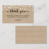 Carte D'accompagnement Merci mariage, Bois à cordes rustiques (Devant / Derrière)