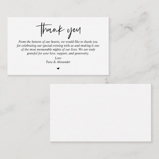 Carte D'accompagnement Merci mariage, boîtier de script simple moderne (Devant / Derrière)