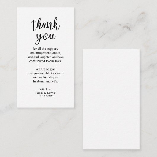 Carte D'accompagnement Merci mariage, Boîtier Rustique Simple Moderne (Devant / Derrière)