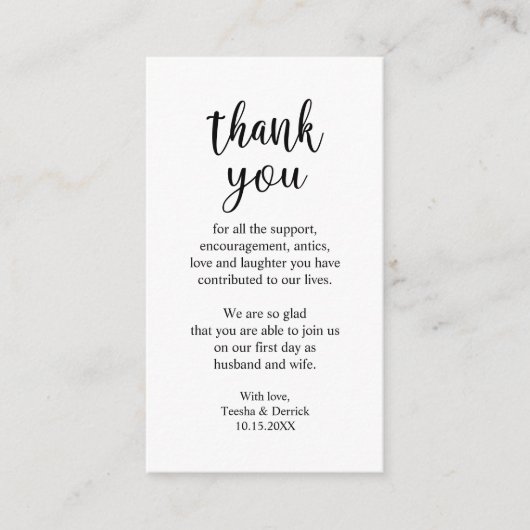 Carte D'accompagnement Merci mariage, Boîtier Rustique Simple Moderne (Devant)