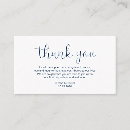 Carte D'accompagnement Merci mariage, Conception minimale, Police bleue m (Devant)