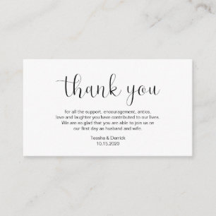 Carte D'accompagnement Merci mariage, Conception minimale, Police noire