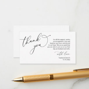 Carte D'accompagnement Merci mariage, dans le thème romantique moderne