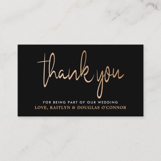 Carte D'accompagnement Merci Mariage de script or moderne (Devant)