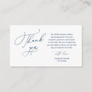 Carte D'accompagnement Merci mariage, en bleu marine romantique classique