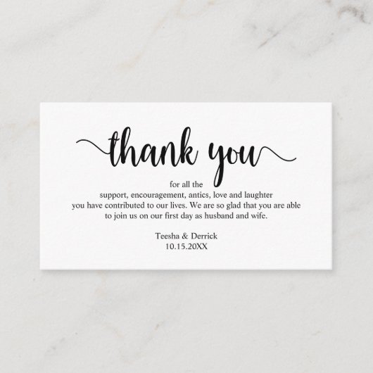Carte D'accompagnement Merci mariage, Moderne Simple Script Enc (Devant)