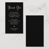 Carte D'accompagnement Merci mariage, noir et blanc (Devant / Derrière)