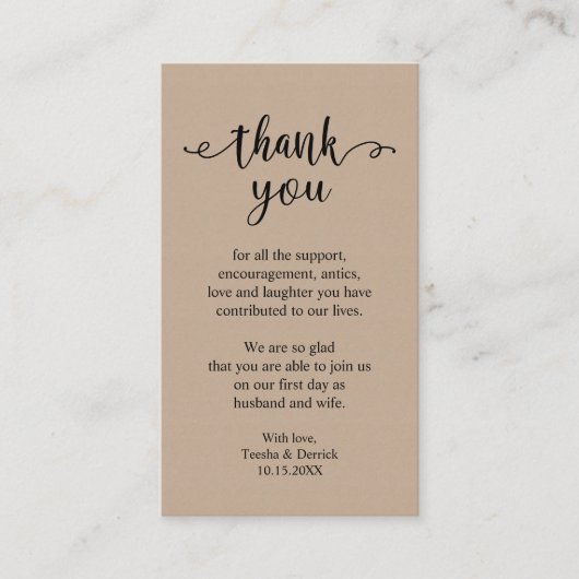Carte D'accompagnement Merci mariage, Russe moderne Brown Kraft (Devant)