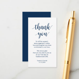 Carte D'accompagnement Merci mariage, Script bleu marine moderne