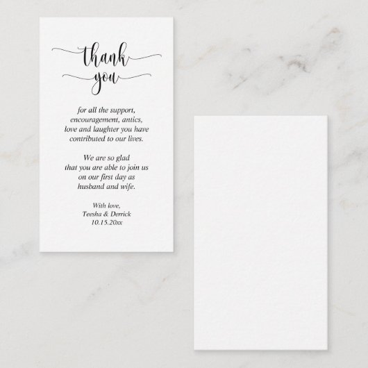 Carte D'accompagnement Merci mariage, Script moderne (Devant / Derrière)