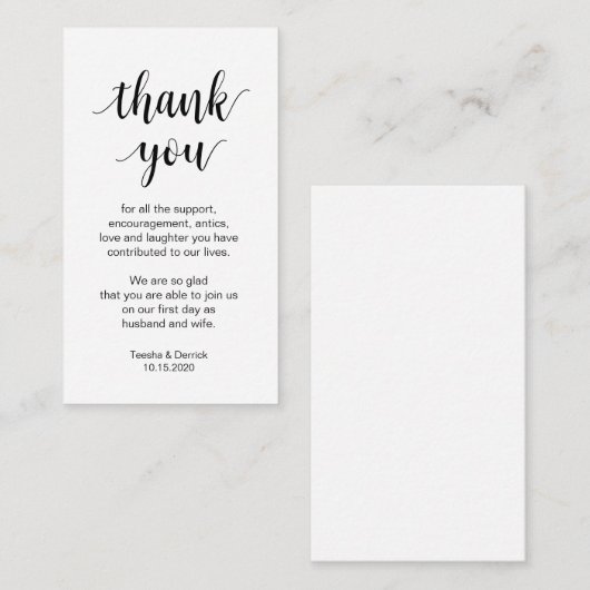 Carte D'accompagnement Merci mariage, Script simple moderne (Devant / Derrière)