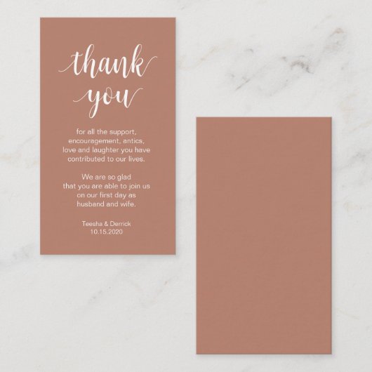 Carte D'accompagnement Merci mariage, Script simple moderne (Devant / Derrière)