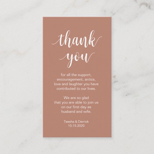 Carte D'accompagnement Merci mariage, Script simple moderne (Devant)