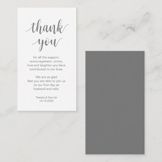 Carte D'accompagnement Merci mariage, Script simple moderne (Devant / Derrière)