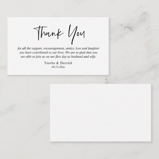 Carte D'accompagnement Merci mariage, Script simple moderne (Devant / Derrière)