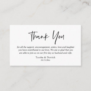 Carte D'accompagnement Merci mariage, Script simple moderne
