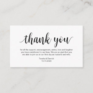 Carte D'accompagnement Merci mariage, Script simple moderne