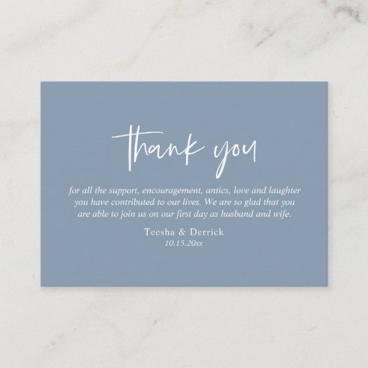 Carte D'accompagnement Merci mariage, Script simple moderne Dusty Blue (Devant)