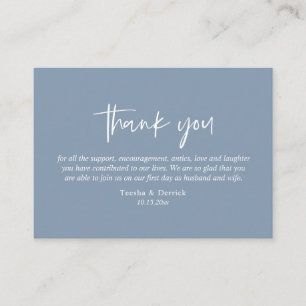 Carte D'accompagnement Merci mariage, Script simple moderne Dusty Blue