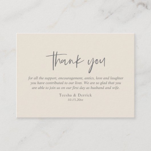Carte D'accompagnement Merci mariage, Script simple moderne gris foncé (Devant)