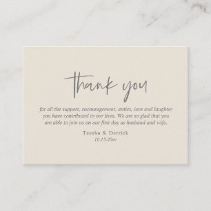 Carte D'accompagnement Merci mariage, Script simple moderne gris foncé