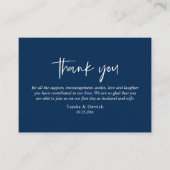 Carte D'accompagnement Merci mariage, Script simple moderne Marine bleu (Devant)