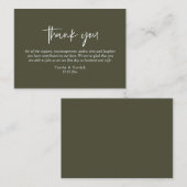 Carte D'accompagnement Merci mariage, Script simple moderne, Olive (Devant / Derrière)