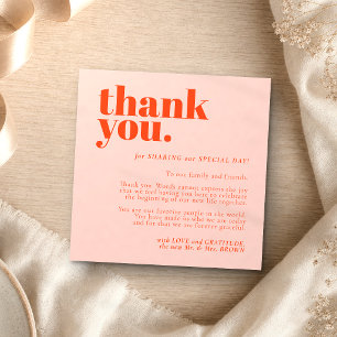 Carte D'accompagnement Merci minimaliste gauche Orange Rose