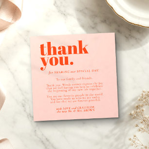 Carte D'accompagnement Merci Minimaliste Orange Rose