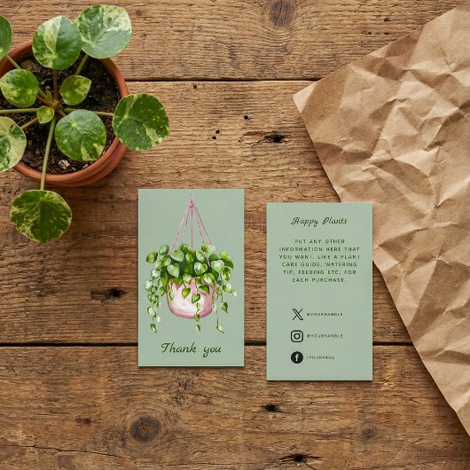 Carte D'accompagnement Merci Plante aquarelle