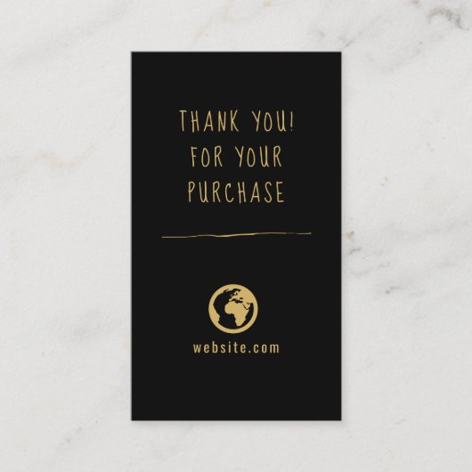 Carte D'accompagnement Merci pour votre commande fun or et noir (Devant)