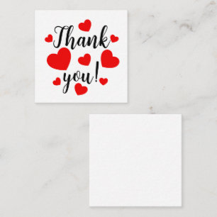 Carte D'accompagnement Merci Red Hearts