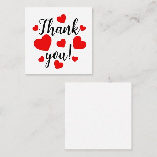 Carte D'accompagnement Merci Red Hearts (Devant / Derrière)