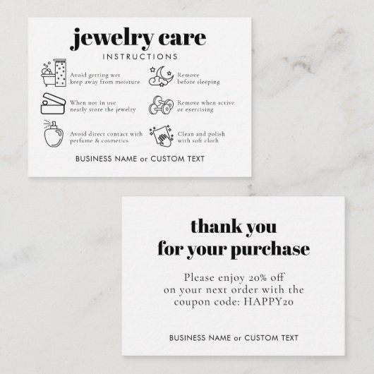 Carte D'accompagnement Merci simple classique de bijouterie (Devant / Derrière)