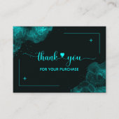 Carte D'accompagnement Merci Vert Turquoise Pour Votre Commande (Devant)