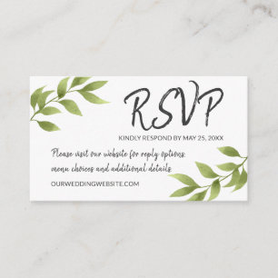 Carte D'accompagnement Mercredi RSVP Botanique Aquarelle Willow Wreath