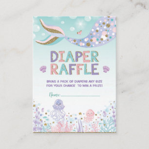 Carte D'accompagnement Mermaid Diaper Raffle Baby Girl Beach Mer Océan