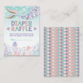 Carte D'accompagnement Mermaid Diaper Raffle Baby Girl Beach Mer Océan (Devant / Derrière)